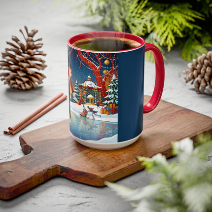 ⛸️🎄 The Christmas Skating Pavilion Colorful Mug – Art Deco Holiday Fantasy