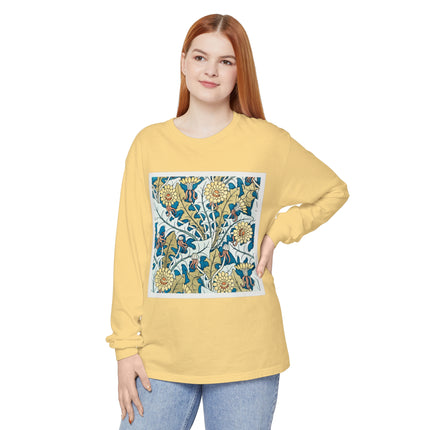 Art Nouveau Dandelion Flower Garment-dyed Long Sleeve T-Shirt