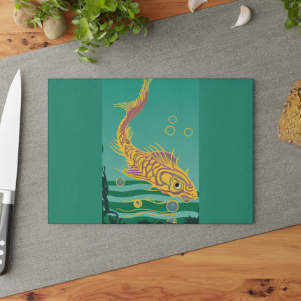 Golden Serenity Glass Cutting Board