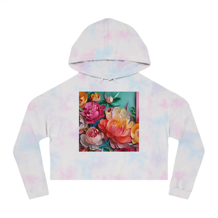 Peonies in Full Bloom Women’s Cropped Hooded Sweatshirt