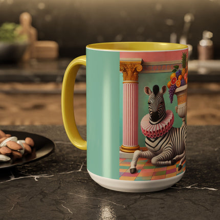 Still Life with Zebra, Fruit, and Pink Columns Colorful Mugs (11oz, 15oz)