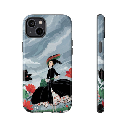 🌧️🌺 The Stormy Flower Walk Phone Case – Art Deco Floral Fashion