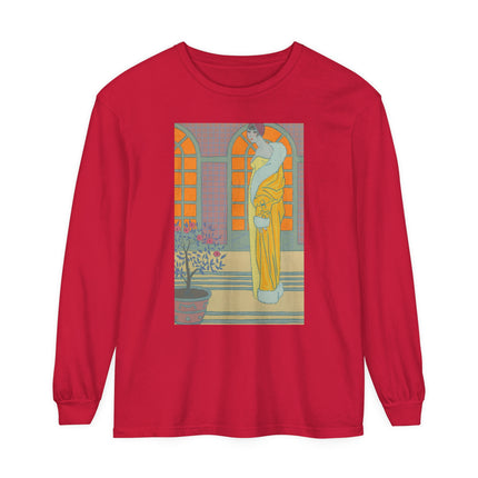 Sur Les Marches Du Jardin by Georges LePape Garment-dyed Long Sleeve T-Shirt