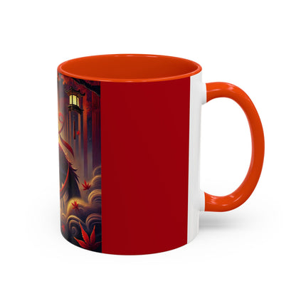 Regal Crimson Crane in the Autumn Mist Colorful Mugs (11oz, 15oz)