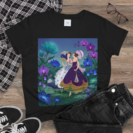 💜🌸 The Ladies Of The Enchanted Garden Cotton Tee – Art Deco Fashion Illustration
