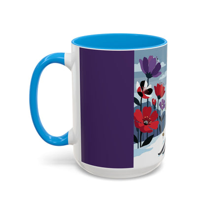 🎿❄️ The Winter Flower Skier Colorful Mug – Art Deco Alpine Fantasy