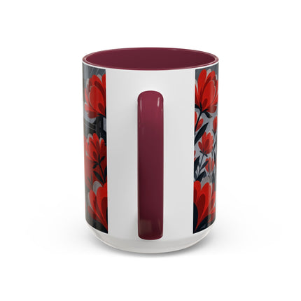 ☔🌹 The Scarlet Rainstorm Promenade Colorful Mug – Art Deco Motoring Elegance