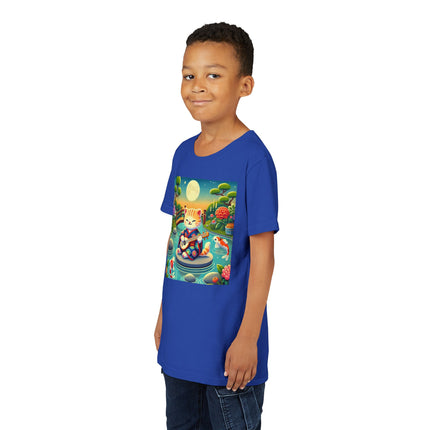 Melodic Kitten by the Koi Pond Youth Short Sleeve Tee