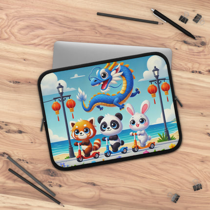 Seaside Scooter Friends Laptop Sleeve – Coastal Fun & Playful Adventure