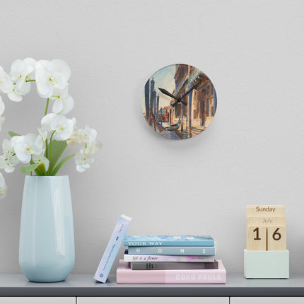 Gondola Moorings on the Grand Canal by John Singer Sargent Acrylic Wall Clock, Round and Square