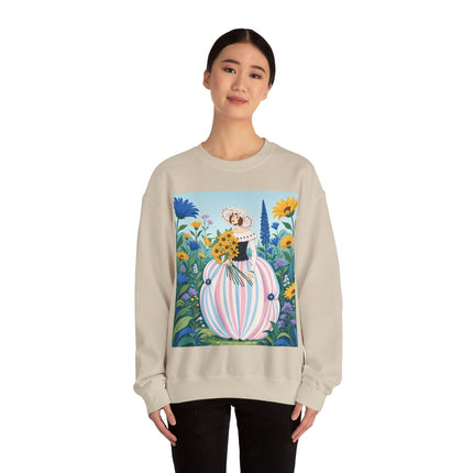 🌻🎀 The Sunflower Garden Bouquet Crewneck Sweatshirt – Art Deco Floral Elegance