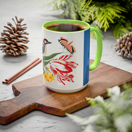 Woodpecker & Tulip Colorful Mugs – Vibrant Spring & Bold Beauty