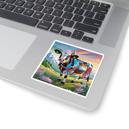 Cyber Glitch Cow Kiss-Cut Stickers (4 Sizes)