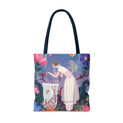 🐠🌸 The Lady Of The Enchanted Aquarium Tote Bag – Art Deco Garden Fantasy