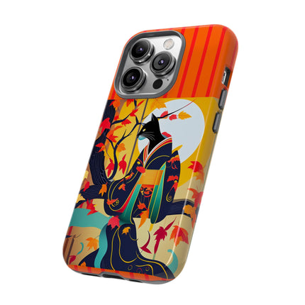 Black Cat in Kimono Phone Cases