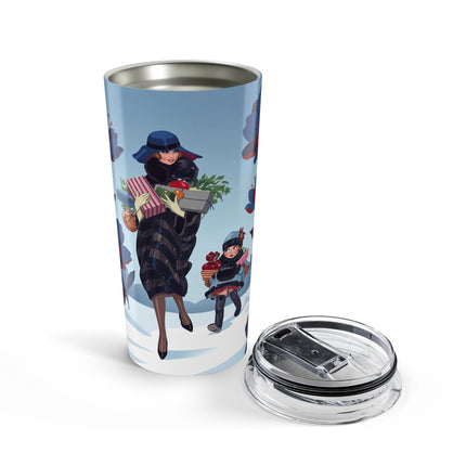 🎁🌺 The Winter Shopping Stroll Tumbler – Art Deco Holiday Charm