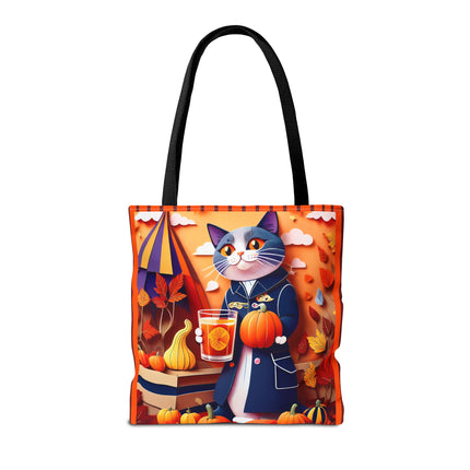 British Shorthair at an Autumn Market Tote Bag (AOP)