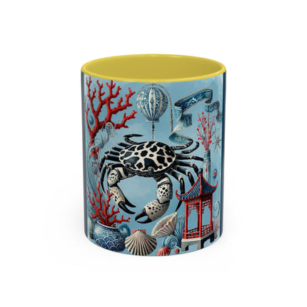 Spotted Crab & Pagoda Colorful Mug – Mystical Ocean & Asian Harmony