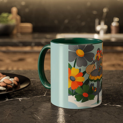 ❄️🌼 The Winter Flower Wanderer Colorful Mug – Colorful Art Deco Snow Fantasy