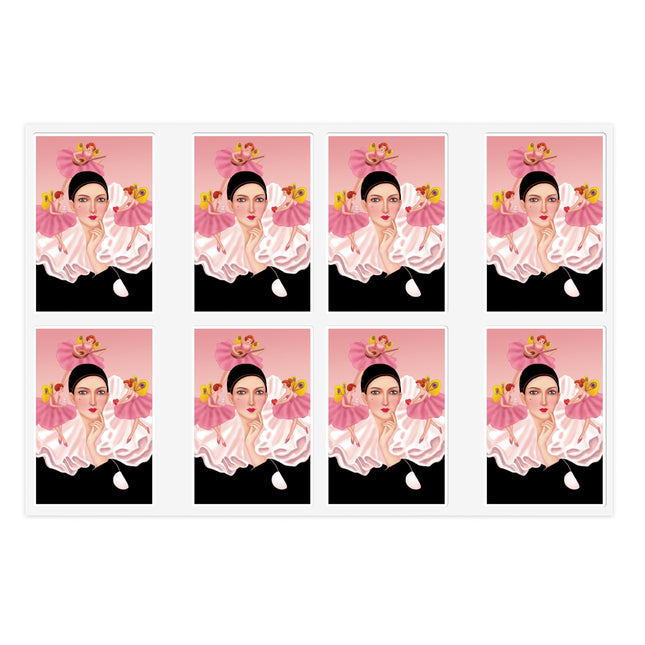 Pierrot & Fairies Dressed in Pink by Sofia Chiostri Sticker Sheets