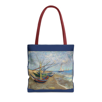 Fishing Boats on the Beach at Saintes-Maries by Vincent Van Gogh Tote Bag (AOP)