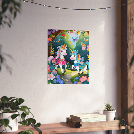 Baby Unicorns and Fluttering Butterflies Fine Art Posters