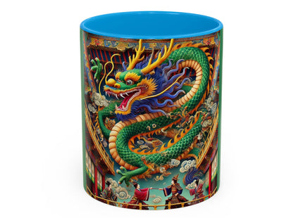 Tibetan Dragon Over Kabuki Duel Colorful Mugs (11oz, 15oz)