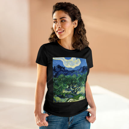 Olive Trees by Vincent Van Gogh Women's Midweight Cotton Tee