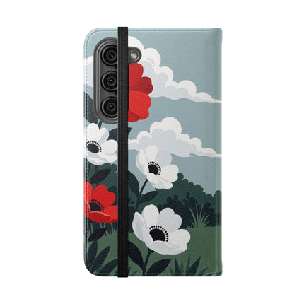 🌺🎩 The Ladies Of The Scarlet Garden Flip Case – Art Deco Floral Adventure