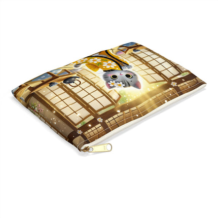 Playful Kitten in the Tea Room Accessory Pouch – Curious Charm & Cozy Whimsy