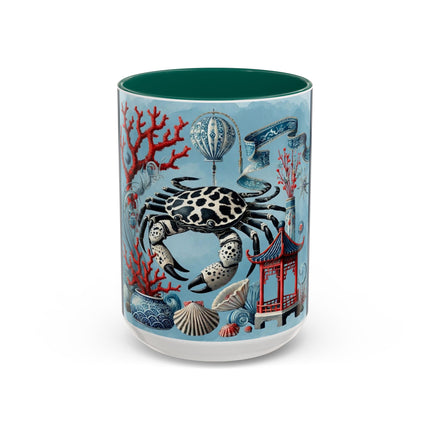 Spotted Crab & Pagoda Colorful Mug – Mystical Ocean & Asian Harmony