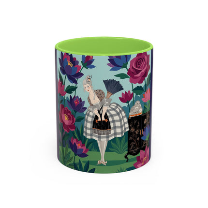 The Lady Of The Lotus Garden Colorful Mugs – Art Deco Botanical Elegance