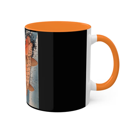 Carp Swimming up a Waterfall by Yashima Gakutei Colorful Mugs, 11oz