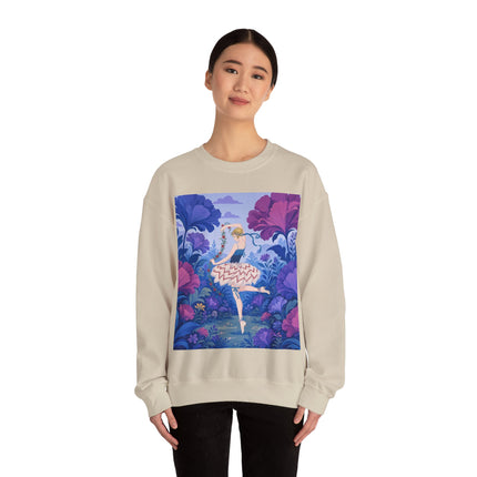 🌸🩰 The Enchanted Garden Ballet Crewneck Sweatshirt – Art Deco Floral Whimsy