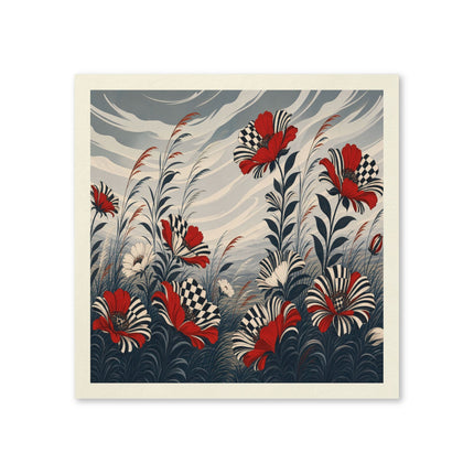 ❤️🖤 The Scarlet Harlequin Blossom Garden Napkins – Art Deco Botanical Whimsy