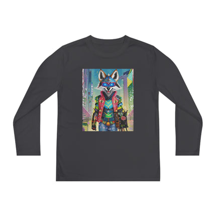 Cyber Hyena Youth Long Sleeve Competitor Tee – Neon Mischief & Futuristic Style