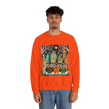 Night of the Trick-or-Treating Owlets Unisex Heavy Blend™ Crewneck Sweatshirt