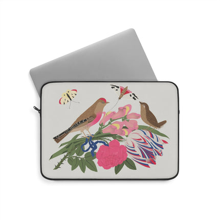 Pink-Breasted Bird & Wren Laptop Sleeve – Elegant Joy & Springtime Charm