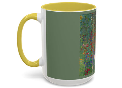 Farm Garden with Sunflowers by Gustav Klimt Colorful Mugs (11oz, 15oz)