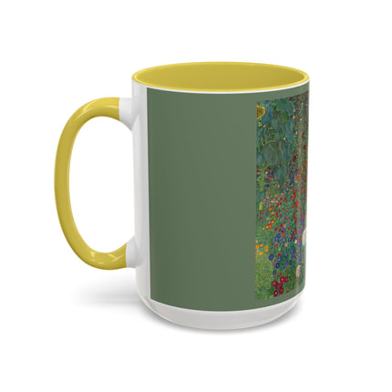 Farm Garden with Sunflowers by Gustav Klimt Colorful Mugs (11oz, 15oz)