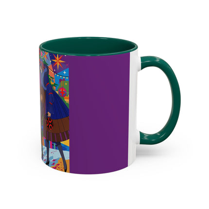 🎄✨ Christmas Among The Twinkling Trees Colorful Mug – Art Deco Holiday Fantasy