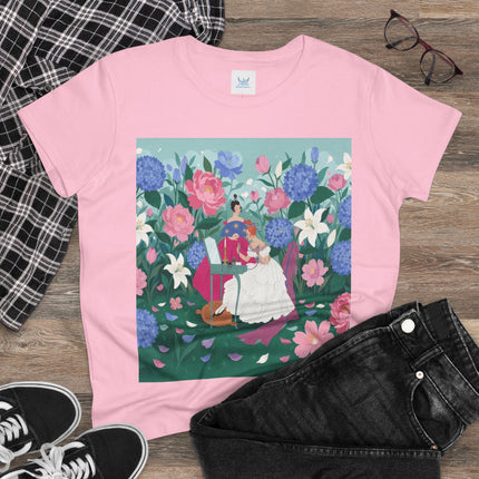 💎🌸 The Lady Of The Jeweled Garden Cotton Tee – Art Deco Floral Elegance