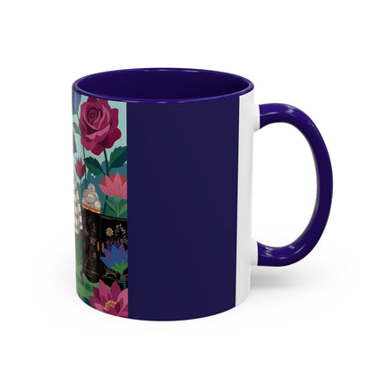 The Lady Of The Lotus Garden Colorful Mugs – Art Deco Botanical Elegance