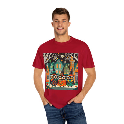Night of the Trick-or-Treating Owlets Unisex Garment-Dyed T-shirt