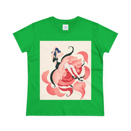 🌹🖤 The Lady Of The Blushing Rose Cotton Tee – Art Deco Fashion Illustration