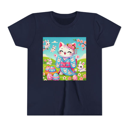 Springtime Kitten’s Easter Joy Youth Short Sleeve Tee