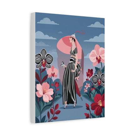 🌸🖤 The Striped Orchid Promenade Placemat – Art Deco Floral Fashion