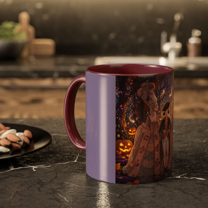 🎃🌙 The Midnight Court Of Pumpkin Grove Colorful Mug – Elegant Halloween Masquerade