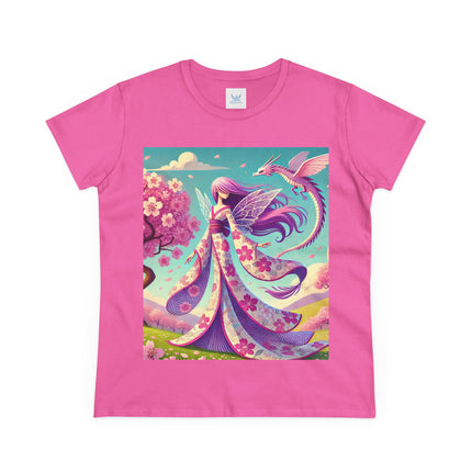 Petals in the Wind: The Kimono Fairy and the Sky Dragon Cotton Tee