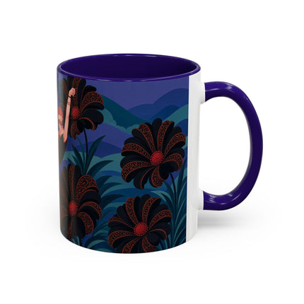 🖤🌺 The Midnight Floral Acrobat Colorful Mug – Art Deco Fashion Whimsy